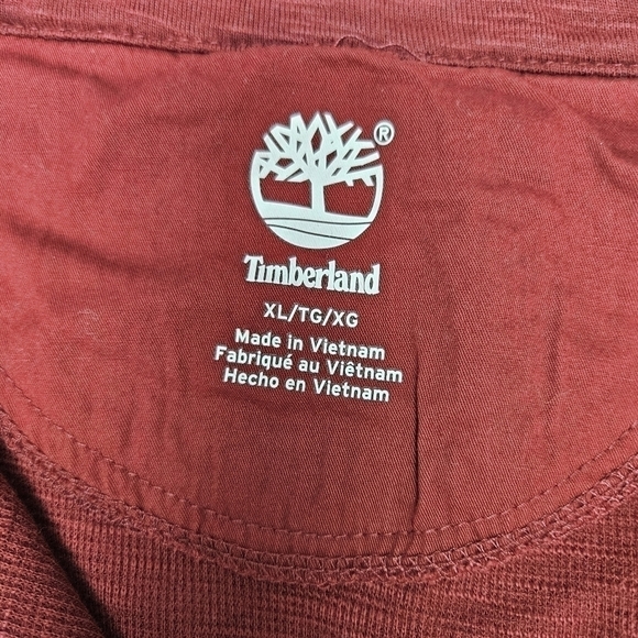 Timberland Thermal Henley Shirt Mens XL Burgundy Red Long Sleeve Casual - Picture 2 of 9
